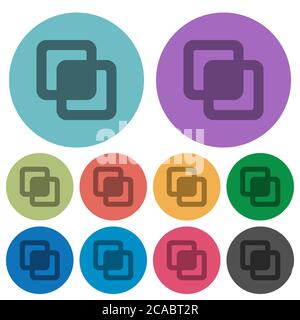 Intersect shapes darker flat icons on color round background Stock Vector