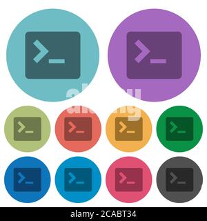 Command terminal darker flat icons on color round background Stock Vector