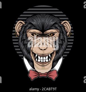 Chimpanzee tie bow vector illustration for your company or brand Stock Vector