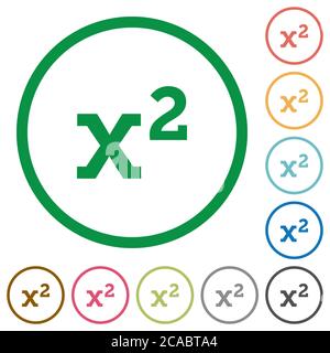 Math exponentiation flat color icons in round outlines on white background Stock Vector