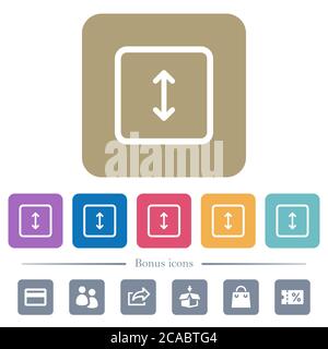 Adjust object height white flat icons on color rounded square backgrounds. 6 bonus icons included Stock Vector