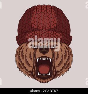 Angry bear head  vector illustration for your company or brand Stock Vector