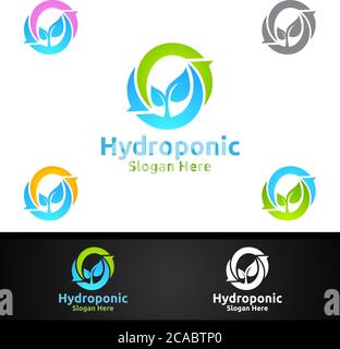 Infinity Hydroponic Gardener Logo with Green Garden Environment or Botanical Agriculture Vector Design Stock Vector