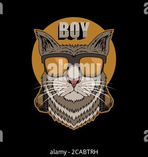 Cat Boy headphone vector illustration for your company or brand Stock Vector