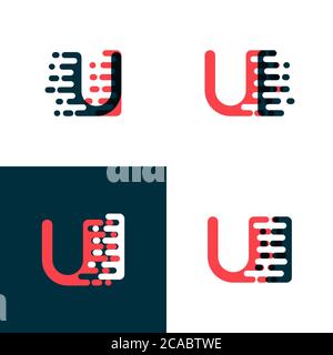 UI letters logo with accent speed dark red and dark blue Stock Vector