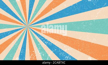 vector illustration retro grunge orange blue sunburst background template Stock Vector