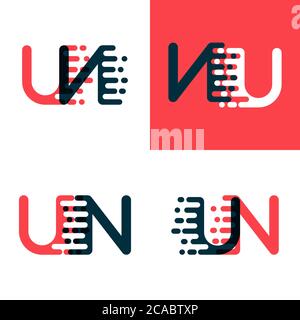 UN letters logo with accent speed dark red and dark blue Stock Vector