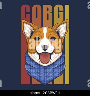 Corgi dog bandana vector illustration for your company or brand Stock Vector