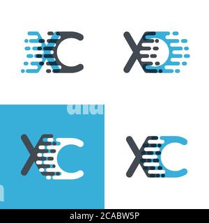XC letters logo with accent speed soft blue and soft gray Stock Vector
