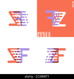 ZF letters logo with accent speed orange and lavender Stock Vector