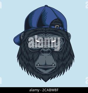 Gorilla head Cap vector illustration for your company or brand Stock Vector