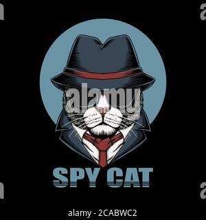 Spy cat head vector illustration for your company or brand Stock Vector