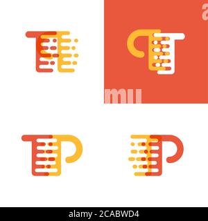 TP letters logo with accent speed soft orange and yellow Stock Vector