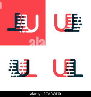 UL letters logo with accent speed dark red and dark blue Stock Vector