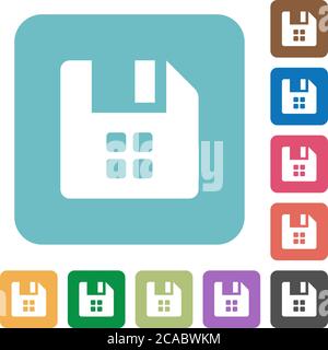 File components white flat icons on color rounded square backgrounds Stock Vector