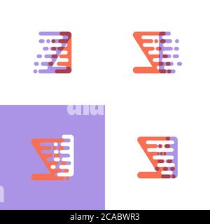 ZI letters logo with accent speed orange and lavender Stock Vector