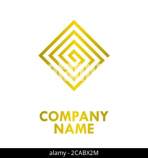 Rectangle Gold Logo Design can be used for companies and businesses Stock Vector