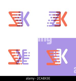 ZK letters logo with accent speed orange and lavender Stock Vector