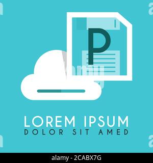 Floppy Disk Drive White Could P Initial and illustration logo design Stock Vector