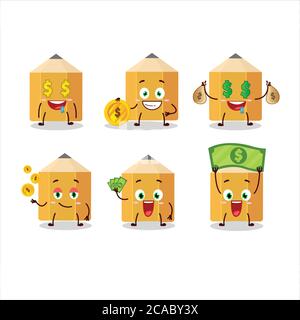 Pencil cartoon character with cute emoticon bring money Stock Vector