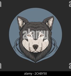 Wolf hoodie vector illustration for your company or brand Stock Vector
