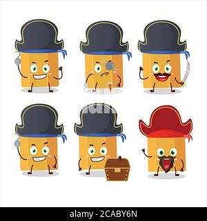 Cartoon character of pencil with various pirates emoticons Stock Vector