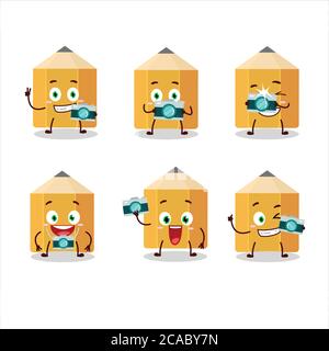 Photographer profession emoticon with pencil cartoon character Stock Vector
