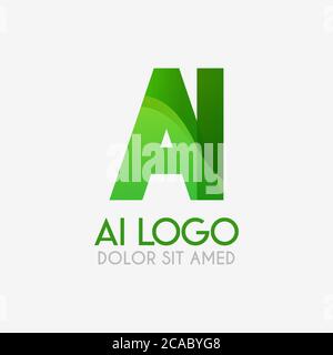 The AI logo with striking colors and gradations, modern and simple for industrial, retail, business, corporate. this IA logo made for online and offli Stock Vector