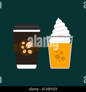 Flat coffee and Orange Soda can be used for companies and businesses Stock Vector