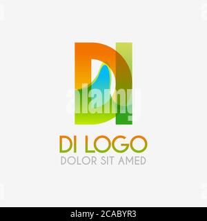 The DI logo with striking colors and gradations, modern and simple for industrial, retail, business, corporate. this ID logo made for online and offli Stock Vector