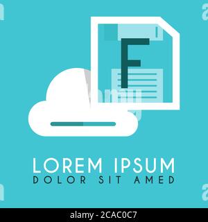 Floppy Disk Drive White Could F Initial and illustration logo design Stock Vector