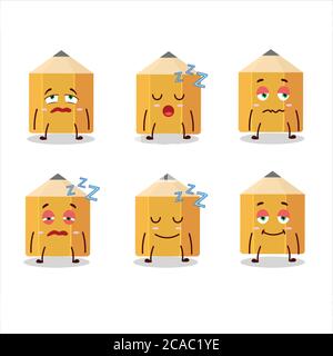 Cartoon character of pencil with sleepy expression Stock Vector
