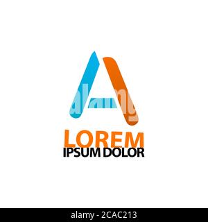The 3d logo with the words A with gradations in blue and orange. for industry manufacturing, can be used for beginners or professionals is easy to use Stock Vector