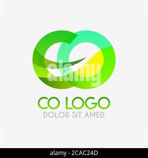 The CO logo with striking colors and gradations, modern and simple for industrial, retail, business, corporate. this OC logo made for online and offli Stock Vector