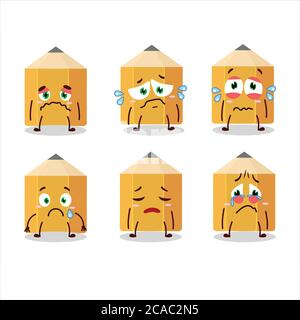 Pencil cartoon in character with sad expression Stock Vector