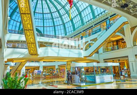 DUBAI, UAE - MARCH 5, 2020: The Mall of the Emirates boasts scenic interiors and large amount of brand stores, cafes and entertainment spots, on March Stock Photo