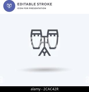 Drums icon vector, filled flat sign, solid pictogram isolated on white, logo illustration. Drums icon for presentation. Stock Vector