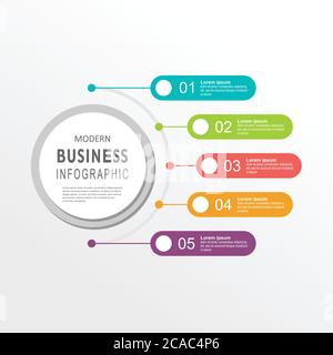 Vector infographic label template with icons. 5 options or steps. Infographics for business concept. Can be used for info graphics, flow charts, prese Stock Vector