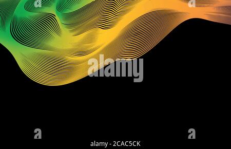 Abstract background with luminous energy swirling aurora lines over a black background with copy space for text and  messages. Wallpaper background. Stock Vector