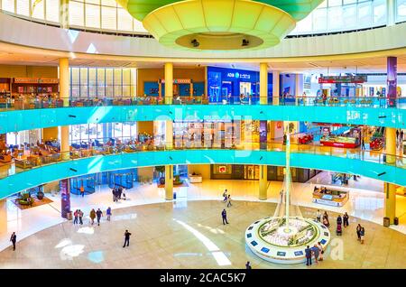 DUBAI, UAE - MARCH 3, 2020: The Fashion Avenue Hall in Dubai Mall, one of the largest shopping stores in the world, the popular tourist place, on Marc Stock Photo
