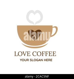 Illustration vector design of coffee logo template for business or company. Love Coffee Stock Vector