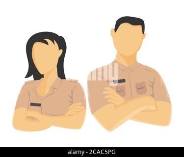 Illustration vector design of government employees, pegawai negeri sipil, known as PNS in Indonesian Stock Vector