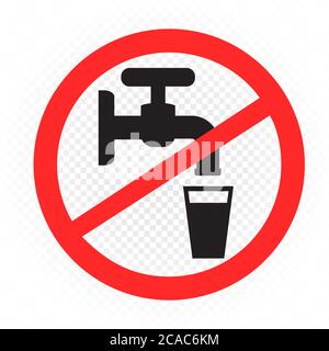 Not drinkable water, prohibition sign. Do not drink water sign, vector ...