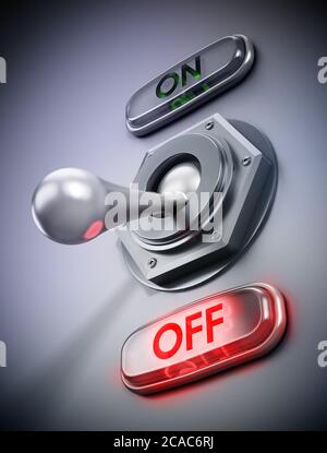 Mechanical vintage on off button. 3D illustration. Stock Photo