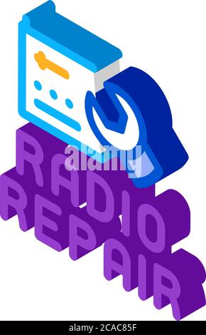 radio repair isometric icon vector illustration Stock Vector