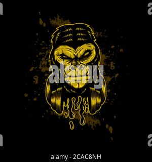 gorilla headphone amazing design for your company or brand Stock Vector