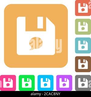 File comment flat icons on rounded square vivid color backgrounds. Stock Vector