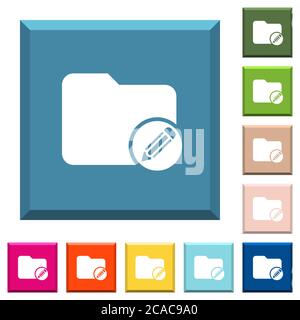 Edit directory white icons on edged square buttons in various trendy colors Stock Vector