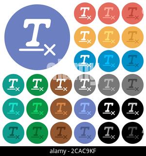 Clear text format multi colored flat icons on round backgrounds. Included white, light and dark icon variations for hover and active status effects, a Stock Vector