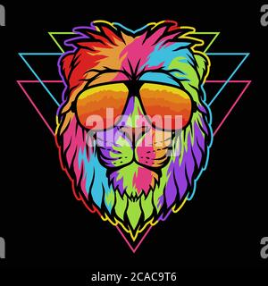 Lion eyeglasses colorful vector illustration for your company or brand Stock Vector